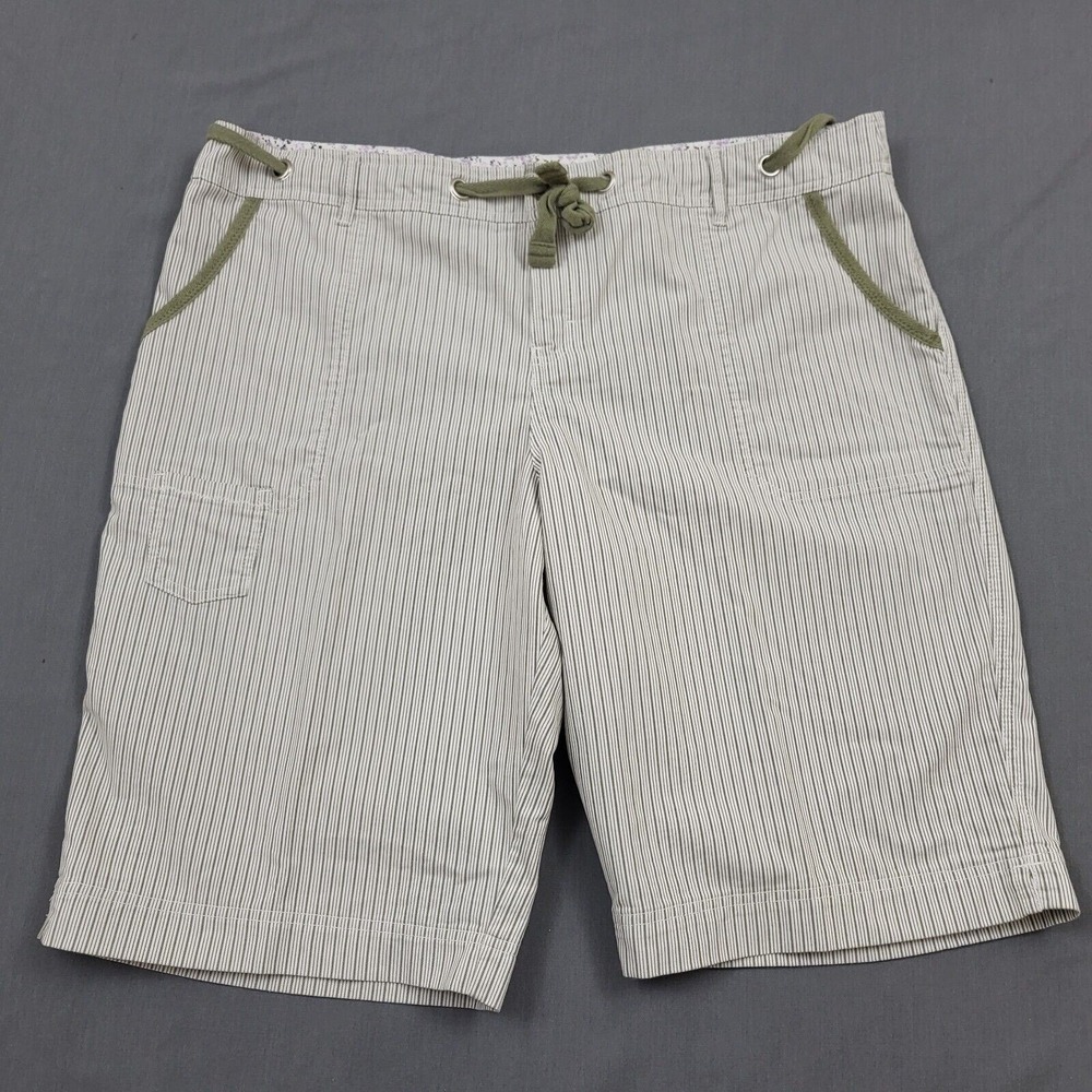 Weatherproof Womens‎ Khaki Pinstripe Bermuda Shorts Size 18 Stretch Casual